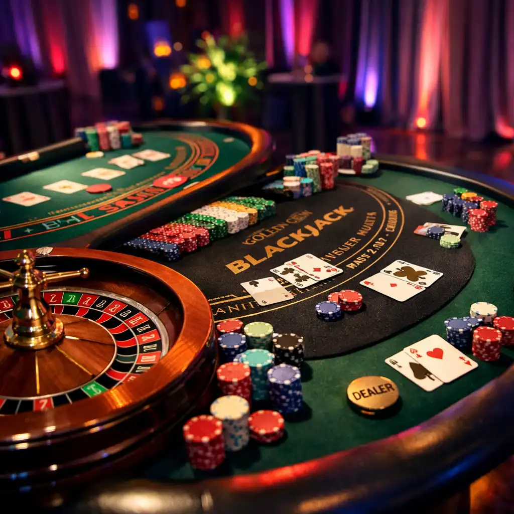 Profesjonalne mobilne stoły do pokera, ruletki i blackjacka przygotowane na wydarzenie